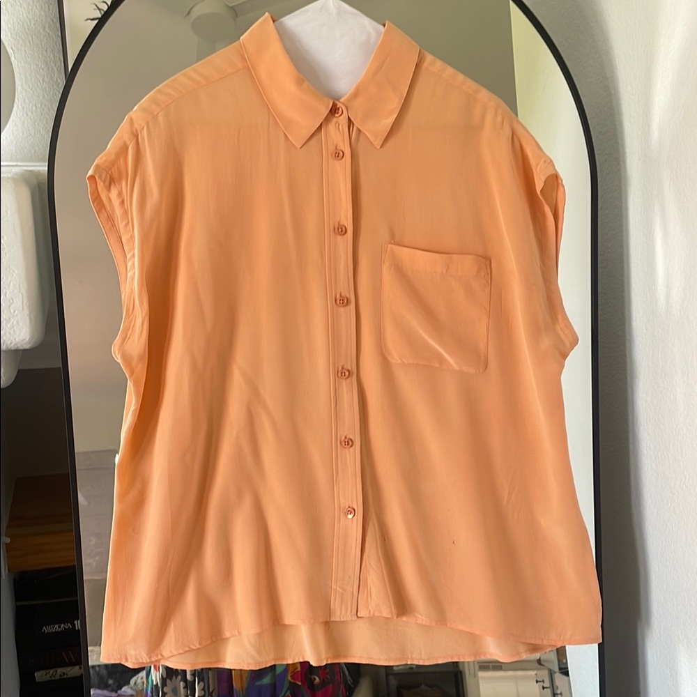 Equipment Orange Dolman Sleeve Button Down Top